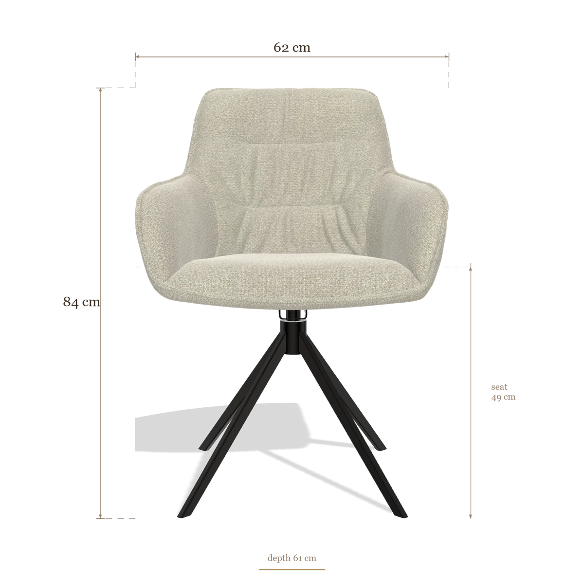 Sedia da pranzo Como 6450, dimensioni 62 x 61 x 84 cm