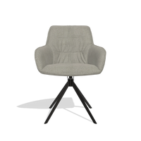 Sedia da pranzo Como 6450 in tessuto Rhythm 84 (grigio), base girevole in nero, vista frontale