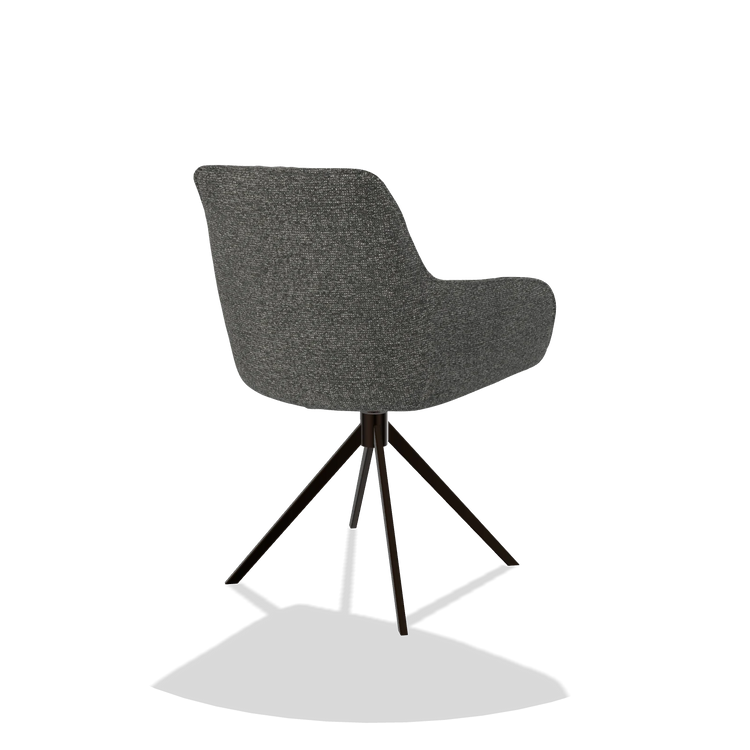 Esszimmerstuhl Como 6450 in Stoff Sneak 65 (Dunkelgrau), Drehfuß in Espresso, Schrägansicht von hinten