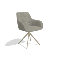 Dining Chair Como 6450 in Stella 10 fabric (taupe), champagne swivel base, angled view