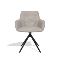 Sedia da pranzo Como 6450 in tessuto Stella 106 (greige), base girevole in nero, vista frontale
