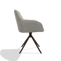 Eetkamerstoel Como 6450 in stof Taurus 01 (greige), draaivoet in espresso, zijaanzicht