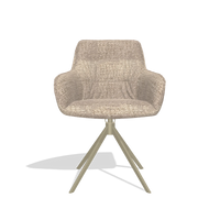 Dining Chair Como 6450 in Venga 10 fabric (greige), champagne swivel base, front view