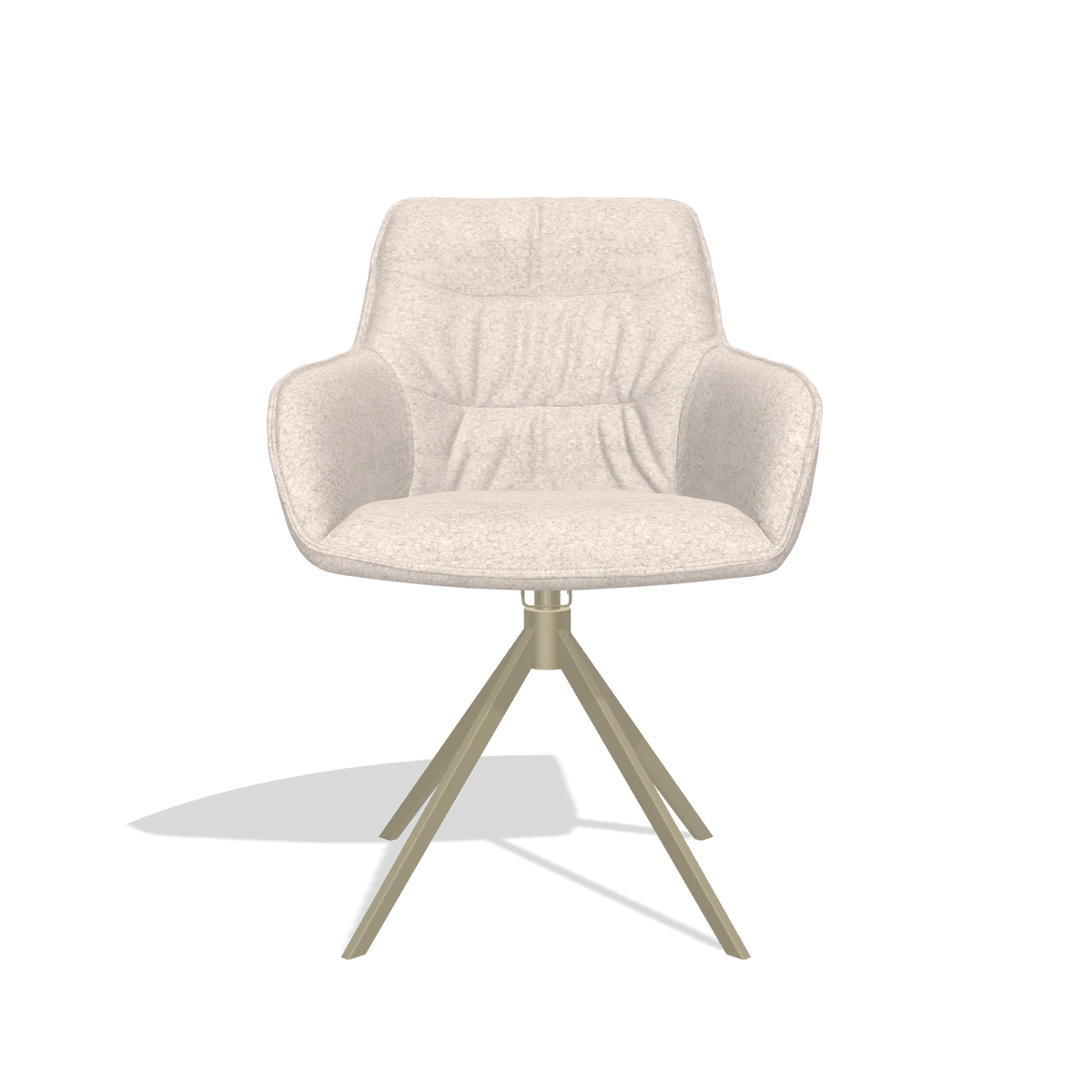 Chaise de salle à manger Como 6450 en tissu Venga 102 (gris clair), pied pivotant en champagne, vue de face