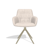 Chaise de salle à manger Como 6450 en tissu Venga 102 (gris clair), pied pivotant en champagne, vue de face