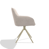 Chaise de salle à manger Como 6450 en tissu Venga 102 (gris clair), pied pivotant en champagne, vue de profil