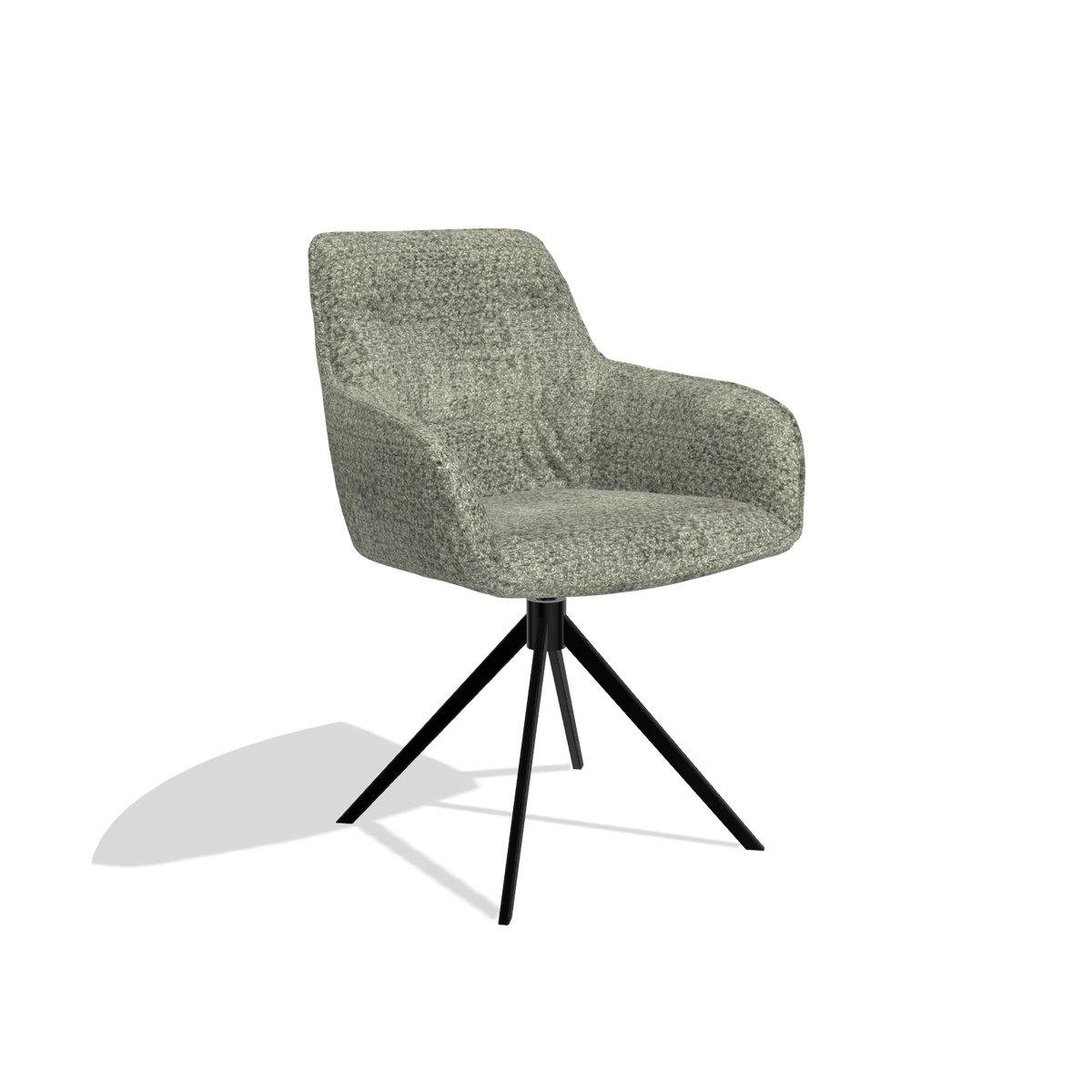 Esszimmerstuhl Como 6450 in Stoff Venga 156 (Taupe), Drehfuß in Schwarz, Schrägansicht
