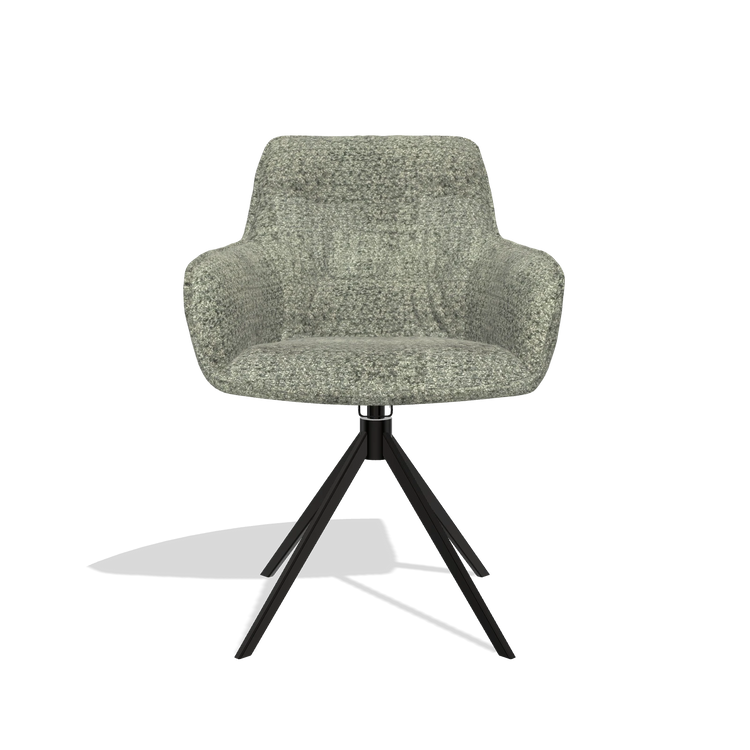Esszimmerstuhl Como 6450 in Stoff Venga 156 (Taupe), Drehfuß in Schwarz, Vorderansicht