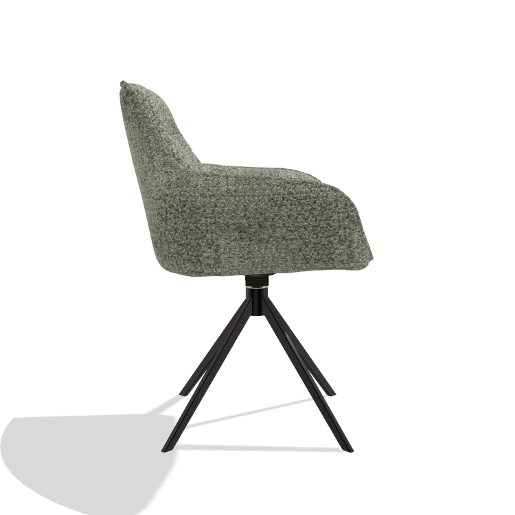 Esszimmerstuhl Como 6450 in Stoff Venga 156 (Taupe), Drehfuß in Schwarz, Seitenansicht