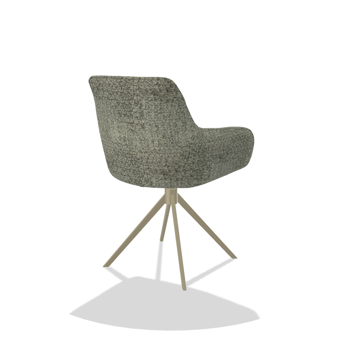 Esszimmerstuhl Como 6450 in Stoff Venga 156 (Taupe), Drehfuß in Champagner, Schrägansicht von hinten