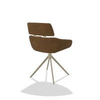 Dining Chair Cyril 6609 in Adore 132 fabric (brown), champagne swivel base, back angled view