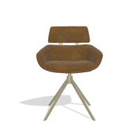 Dining Chair Cyril 6609 in Adore 132 fabric (brown), champagne swivel base, front view