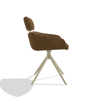 Dining Chair Cyril 6609 in Adore 132 fabric (brown), champagne swivel base, side view