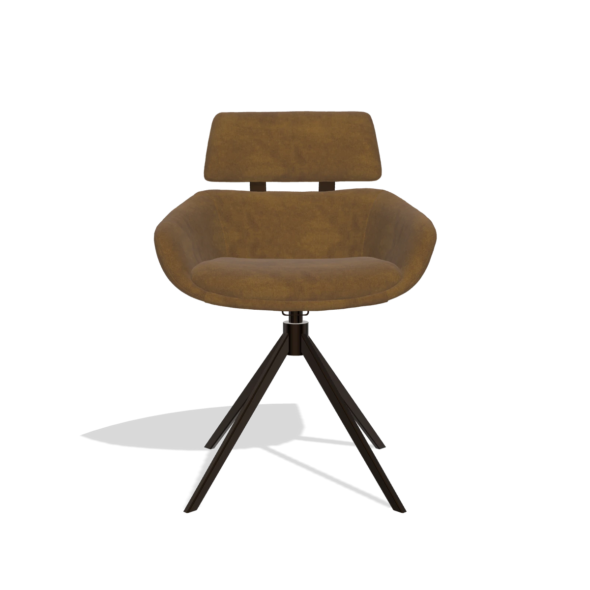 Dining Chair Cyril 6609 in Adore 132 fabric (brown), espresso swivel base, front view