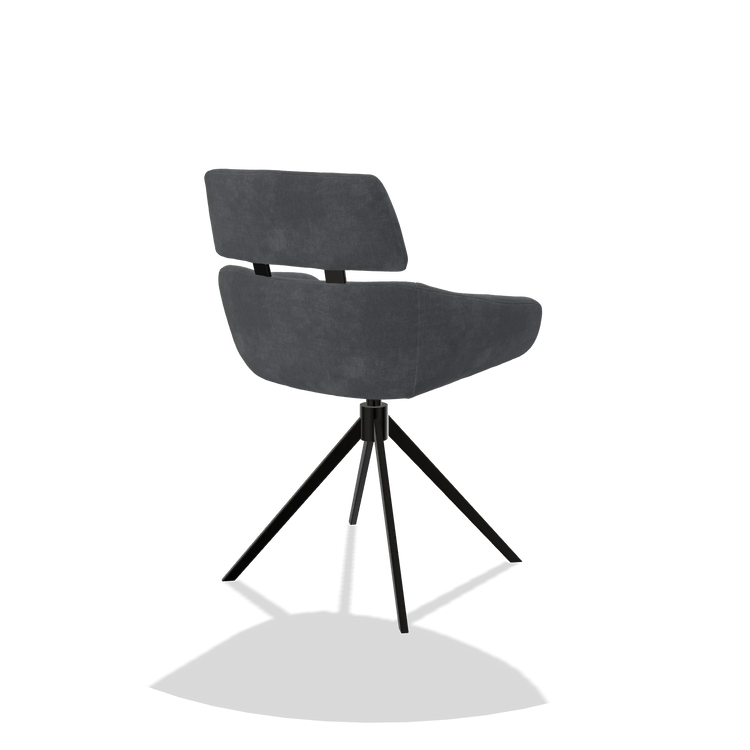Esszimmerstuhl Cyril 6609 in Stoff Adore 56 (Anthrazit), Drehfuß in Schwarz, Schrägansicht von hinten