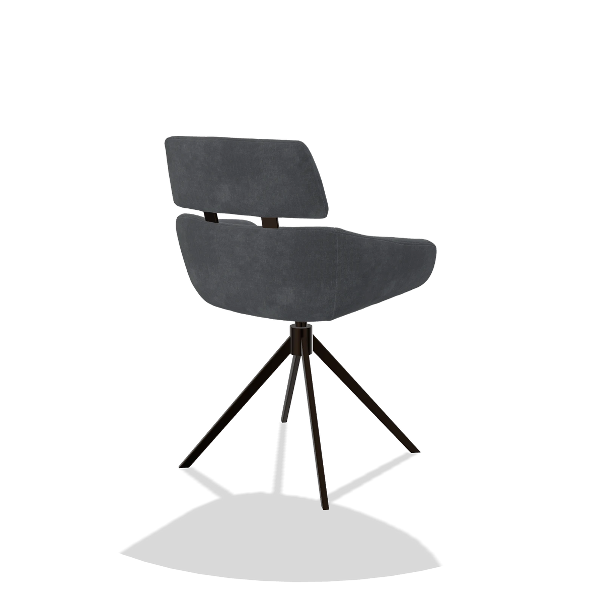 Esszimmerstuhl Cyril 6609 in Stoff Adore 56 (Anthrazit), Drehfuß in Espresso, Schrägansicht von hinten