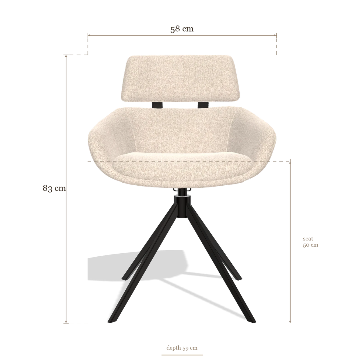 Sedia da pranzo Cyril 6609, dimensioni 58 x 59 x 83 cm