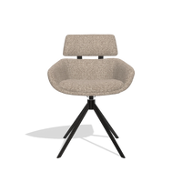 Esszimmerstuhl Cyril 6609 in Stoff Cayenne 15 (Taupe), Drehfuß in Schwarz, Vorderansicht