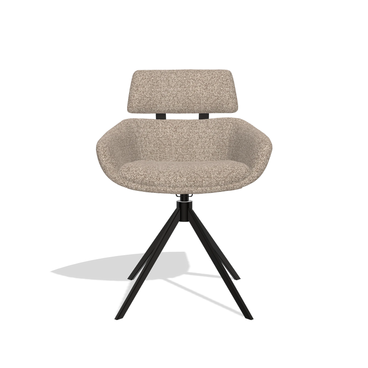 Esszimmerstuhl Cyril 6609 in Stoff Cayenne 15 (Taupe), Drehfuß in Schwarz, Vorderansicht