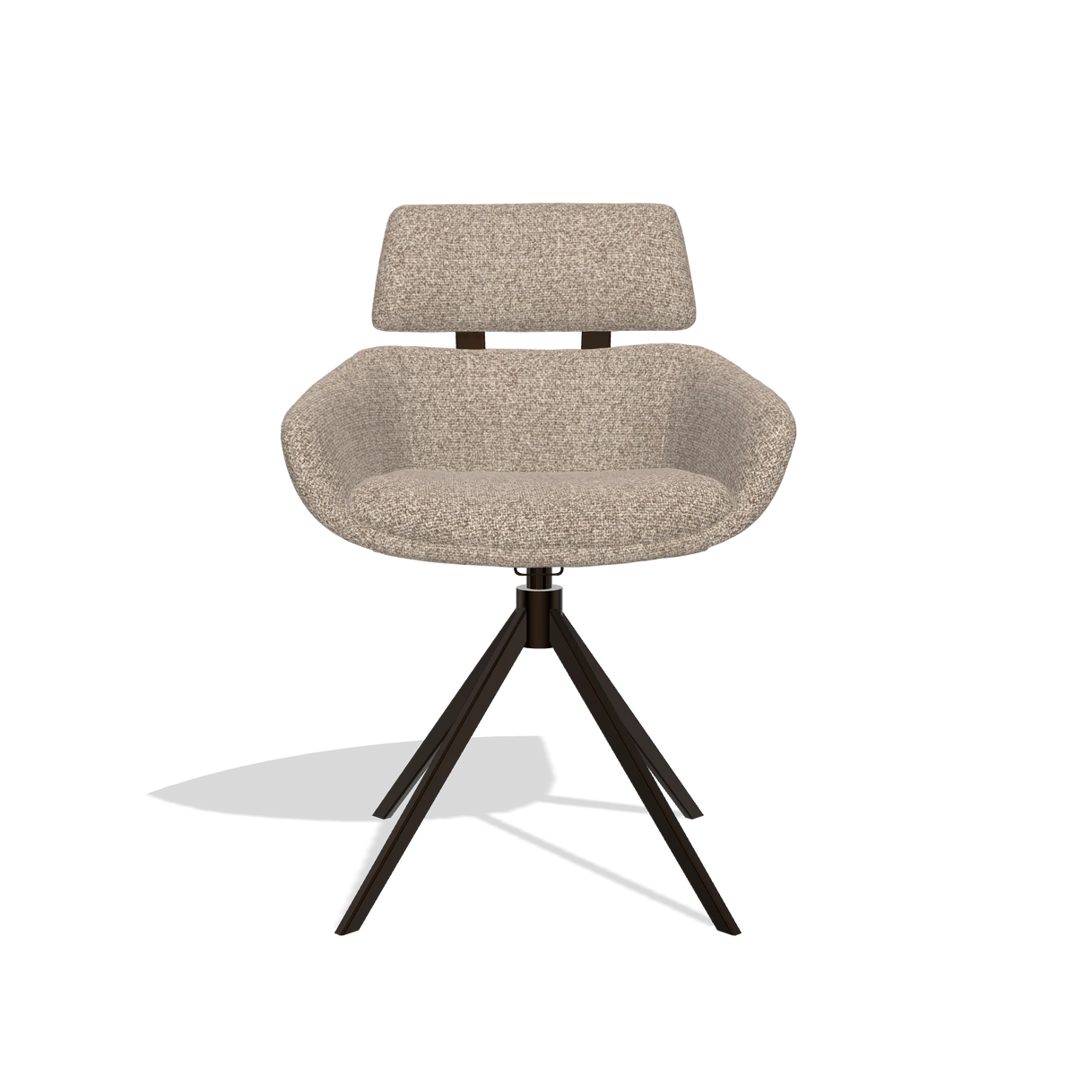 Esszimmerstuhl Cyril 6609 in Stoff Cayenne 15 (Taupe), Drehfuß in Espresso, Vorderansicht