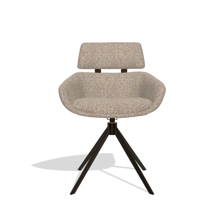 Esszimmerstuhl Cyril 6609 in Stoff Cayenne 15 (Taupe), Drehfuß in Espresso, Vorderansicht