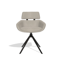 Silla de comedor Cyril 6609 en tela Glory 05 (greige), base giratoria en negro, vista frontal