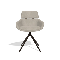 Silla de comedor Cyril 6609 en tela Glory 05 (greige), base giratoria en espresso, vista frontal
