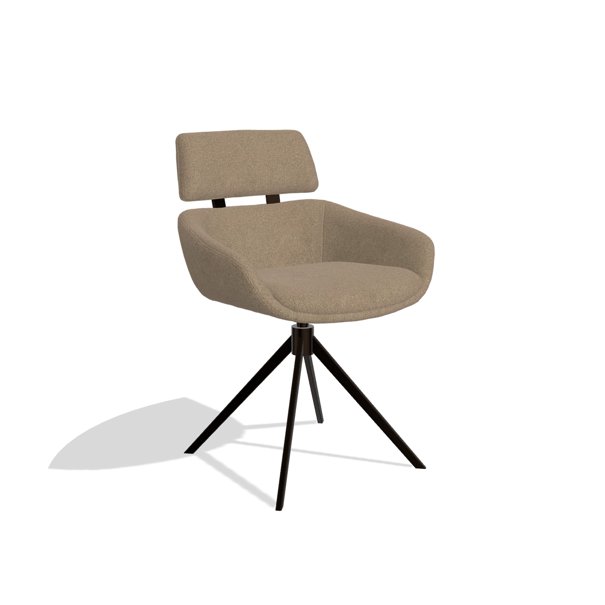 Chaise de salle à manger Cyril 6609 en tissu Glory 13 (taupe), pied pivotant en espresso, vue de trois-quarts