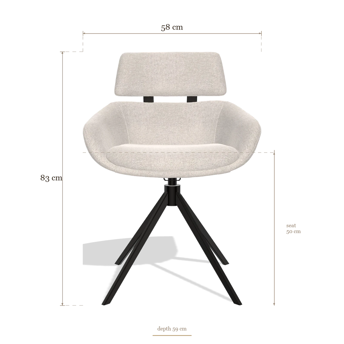 Sedia da pranzo Cyril 6609, dimensioni 58 x 59 x 83 cm