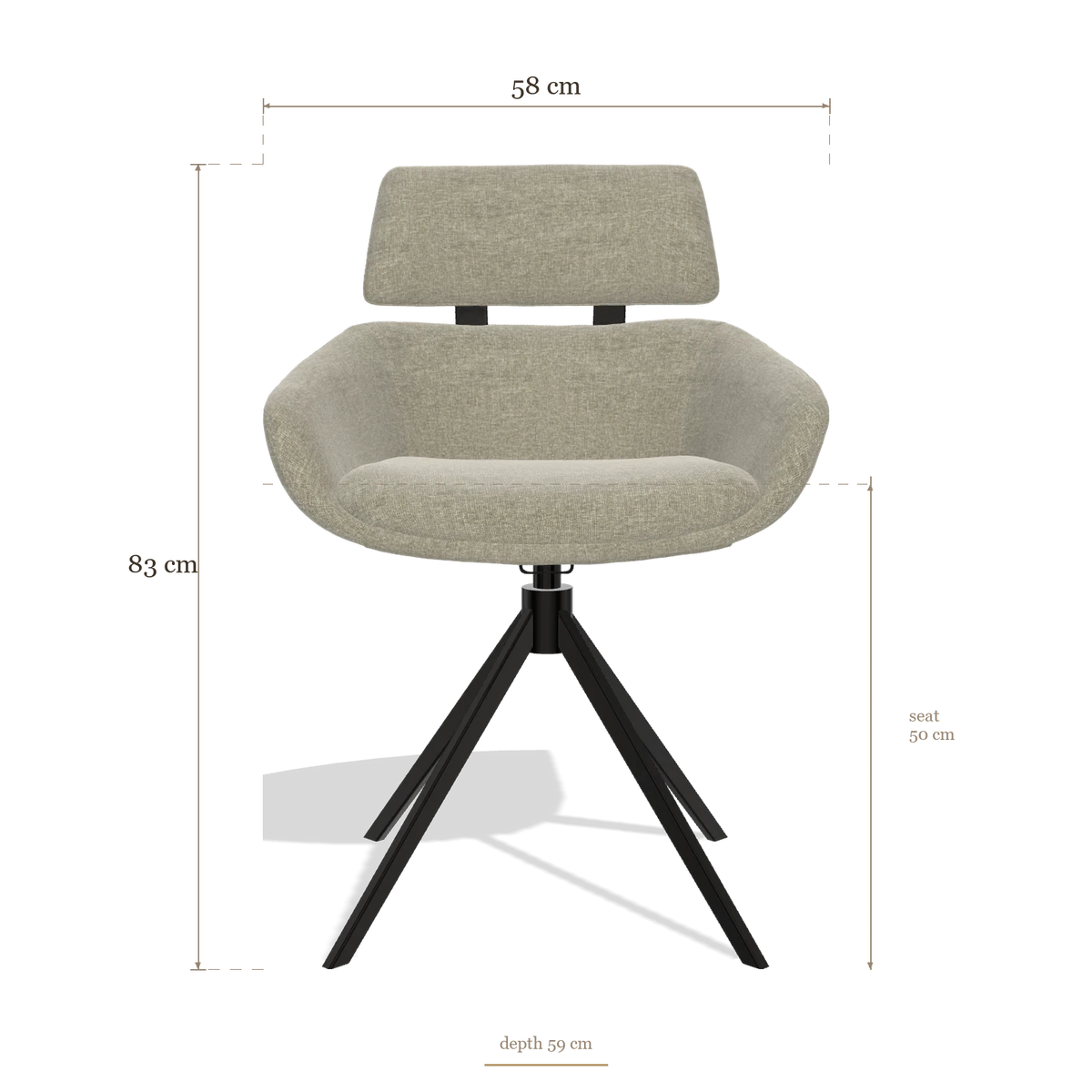 Sedia da pranzo Cyril 6609, dimensioni 58 x 59 x 83 cm