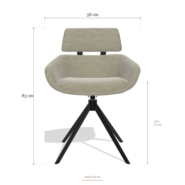 Sedia da pranzo Cyril 6609, dimensioni 58 x 59 x 83 cm
