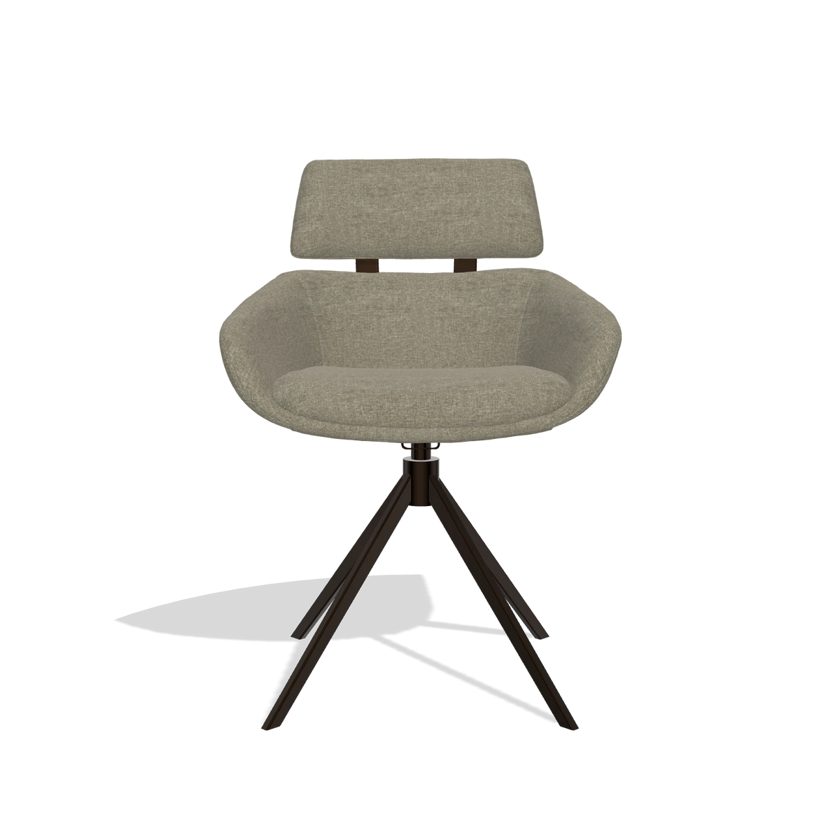 Sedia da pranzo Cyril 6609 in tessuto Guard 193 (tortora), base girevole in espresso, vista frontale