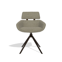 Sedia da pranzo Cyril 6609 in tessuto Guard 193 (tortora), base girevole in espresso, vista frontale