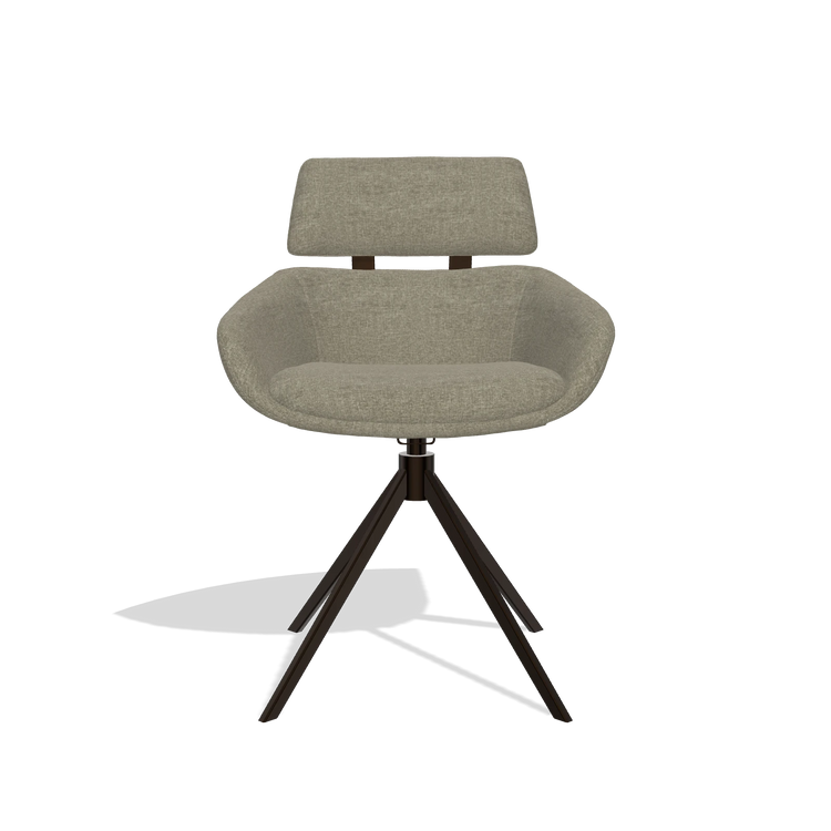 Sedia da pranzo Cyril 6609 in tessuto Guard 193 (tortora), base girevole in espresso, vista frontale