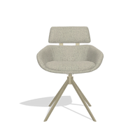 Dining Chair Cyril 6609 in Horta 05 fabric (greige), champagne swivel base, front view
