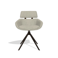 Dining Chair Cyril 6609 in Horta 05 fabric (greige), espresso swivel base, front view
