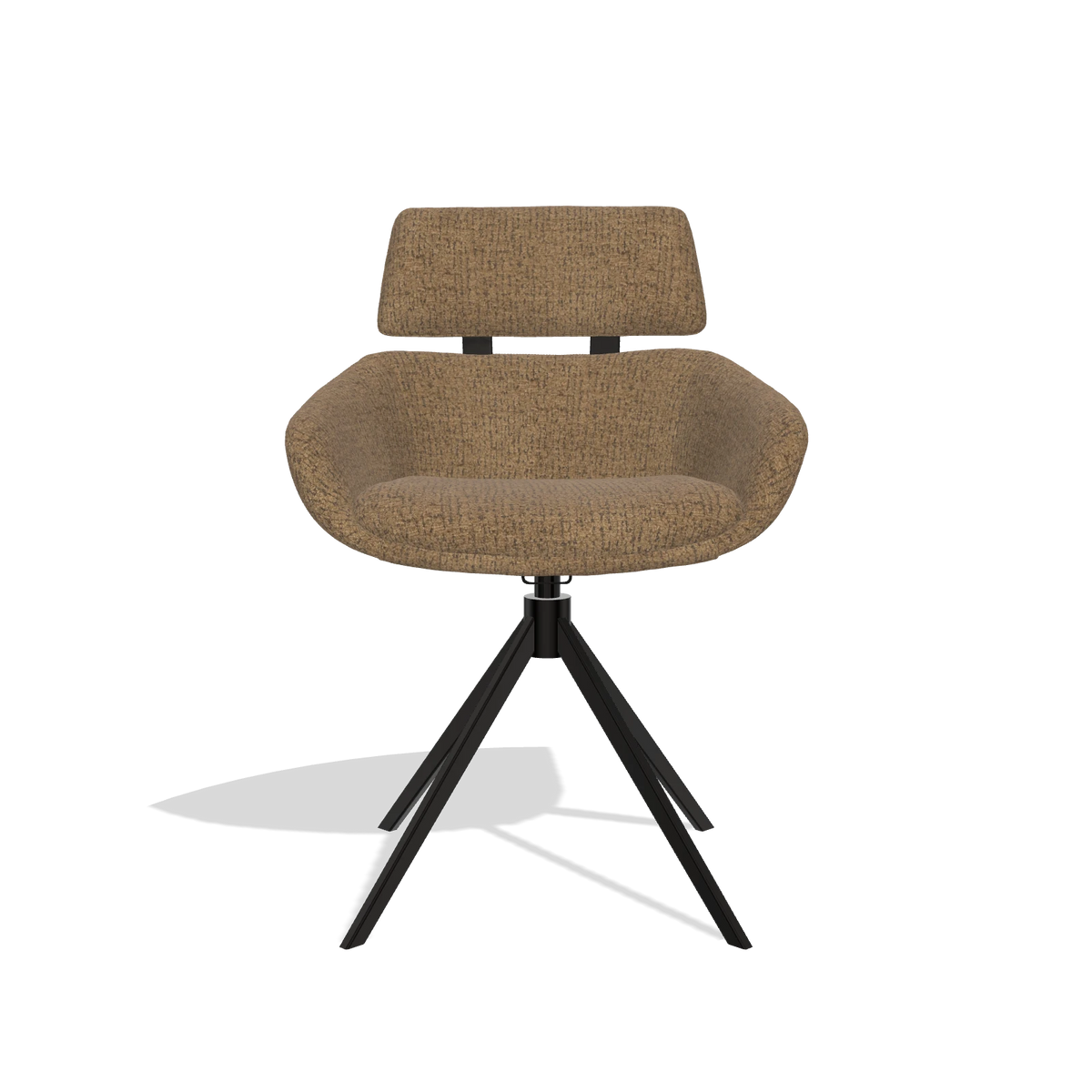 Dining Chair Cyril 6609 in Horta 23 fabric (olive), black swivel base, front view