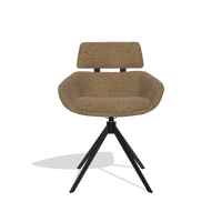 Dining Chair Cyril 6609 in Horta 23 fabric (olive), black swivel base, front view