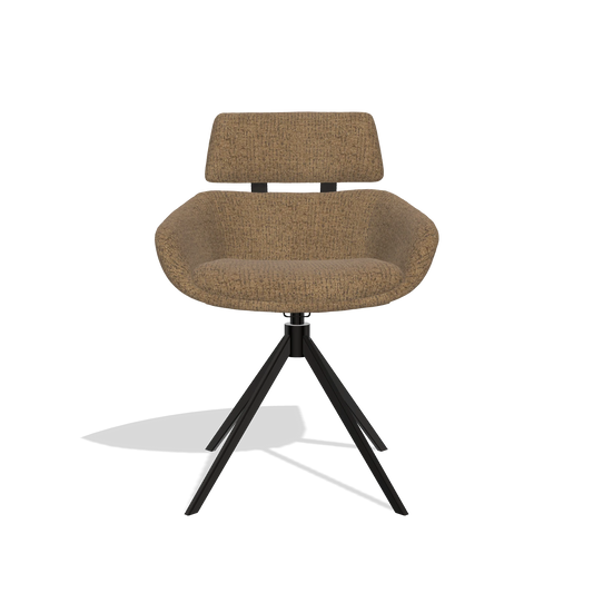 Dining Chair Cyril 6609 in Horta 23 fabric (olive), black swivel base, front view