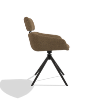 Dining Chair Cyril 6609 in Horta 23 fabric (olive), black swivel base, side view