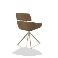 Dining Chair Cyril 6609 in Horta 23 fabric (olive), champagne swivel base, back angled view