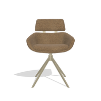 Dining Chair Cyril 6609 in Horta 23 fabric (olive), champagne swivel base, front view