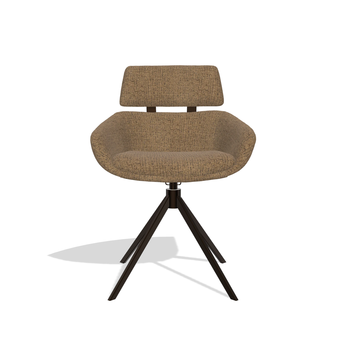 Dining Chair Cyril 6609 in Horta 23 fabric (olive), espresso swivel base, front view
