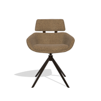 Dining Chair Cyril 6609 in Horta 23 fabric (olive), espresso swivel base, front view