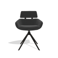 Sedia da pranzo Cyril 6609 in Pelle A804 (nero), base girevole in nero, vista frontale