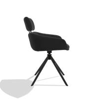 Sedia da pranzo Cyril 6609 in Pelle A804 (nero), base girevole in nero, vista laterale
