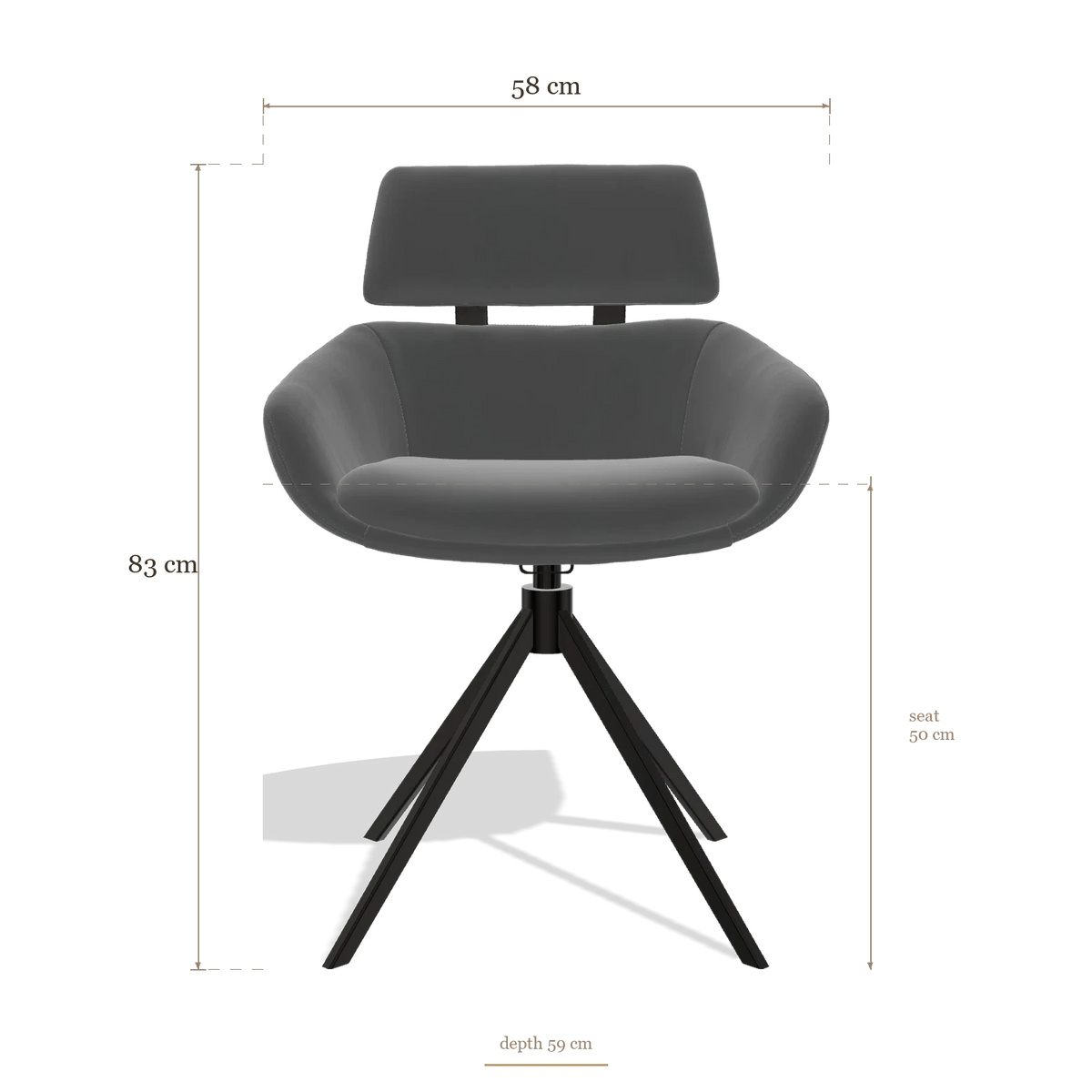 Sedia da pranzo Cyril 6609, dimensioni 58 x 59 x 83 cm