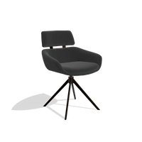 Sedia da pranzo Cyril 6609 in Pelle A804 (nero), base girevole in espresso, vista angolata