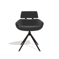 Sedia da pranzo Cyril 6609 in Pelle A804 (nero), base girevole in espresso, vista frontale