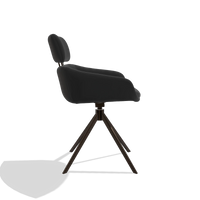 Sedia da pranzo Cyril 6609 in Pelle A804 (nero), base girevole in espresso, vista laterale